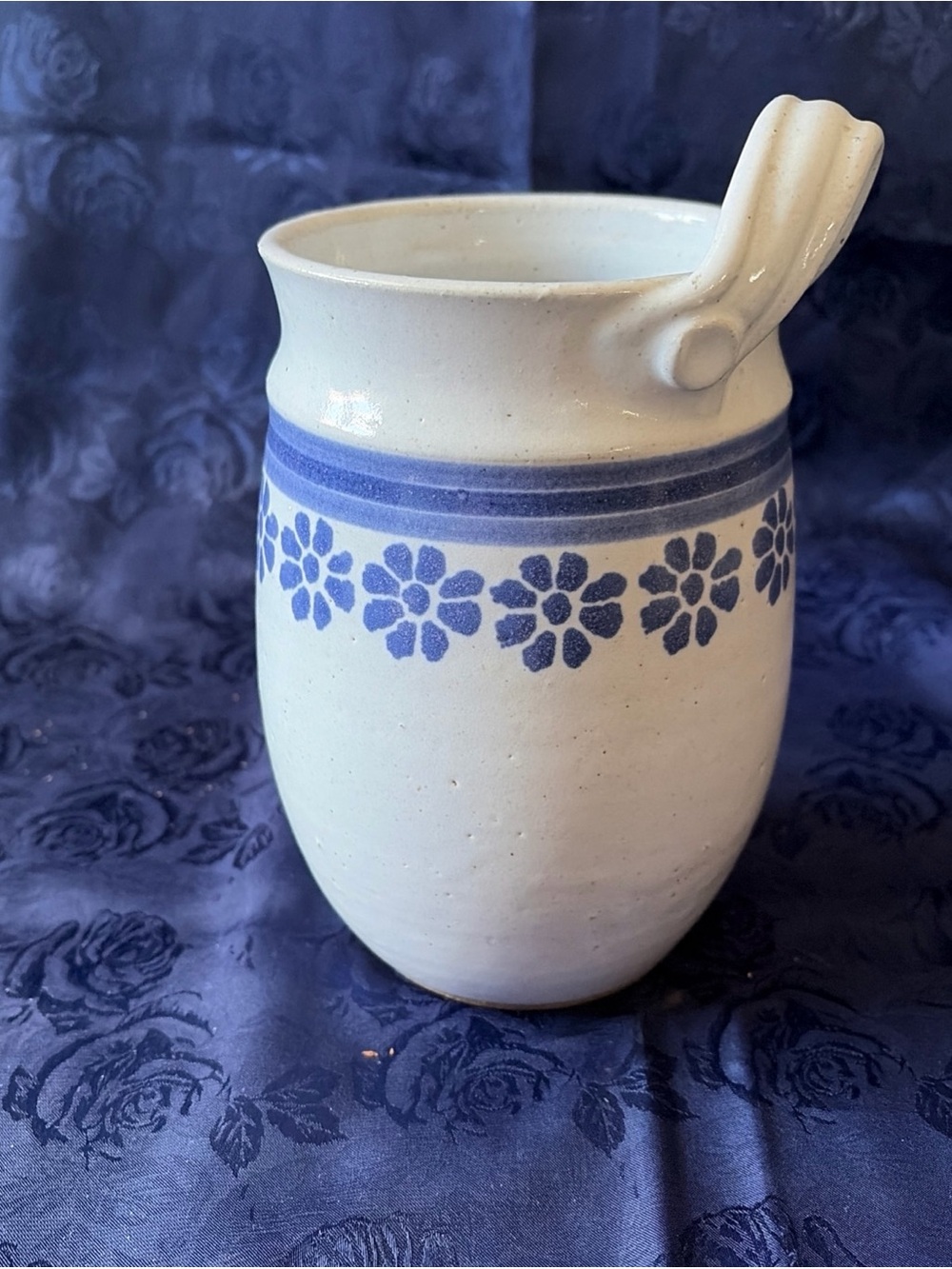 VTG 7” Ceramic Pitcher W/Ribbon Handle-Williamsburg Pottery